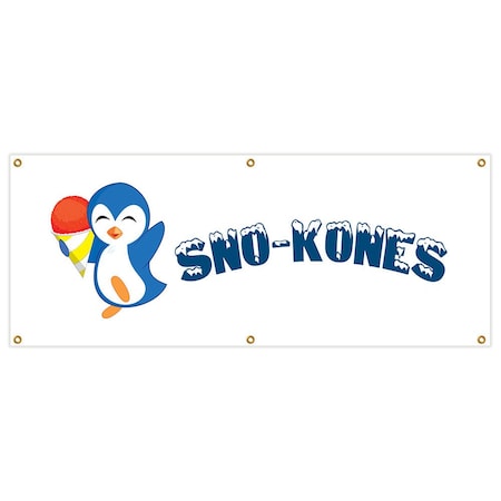Signmission Sno Kones Banner Heavy Duty 13 Oz Vinyl with Grommets Single Sided B-72 Sno Kones